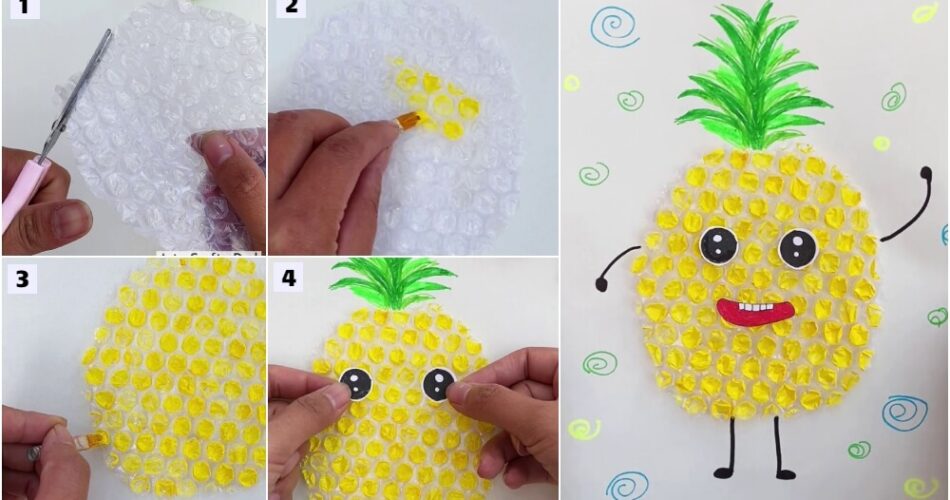 Glowing Colorful Bubble Wrap Pineapple Craft Tutorial