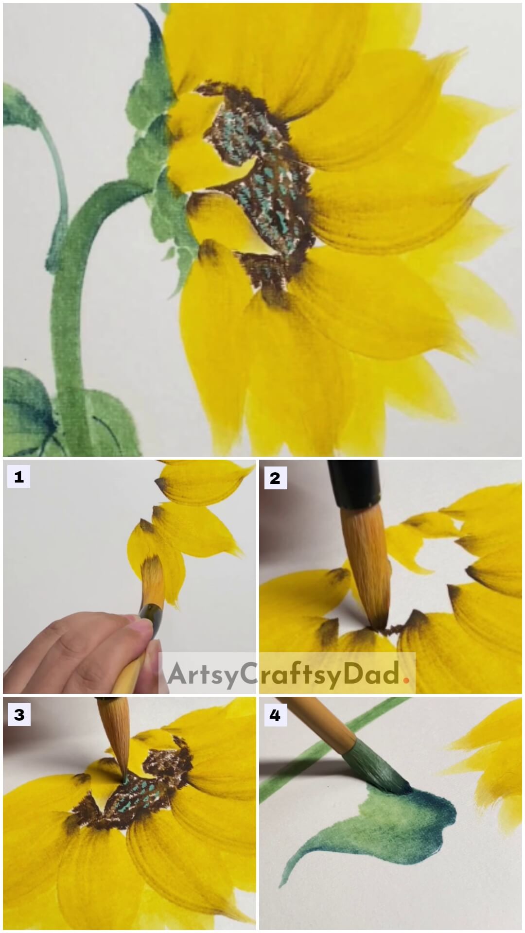 Colorful Paint Sunflower Art Step By Step Tutorial