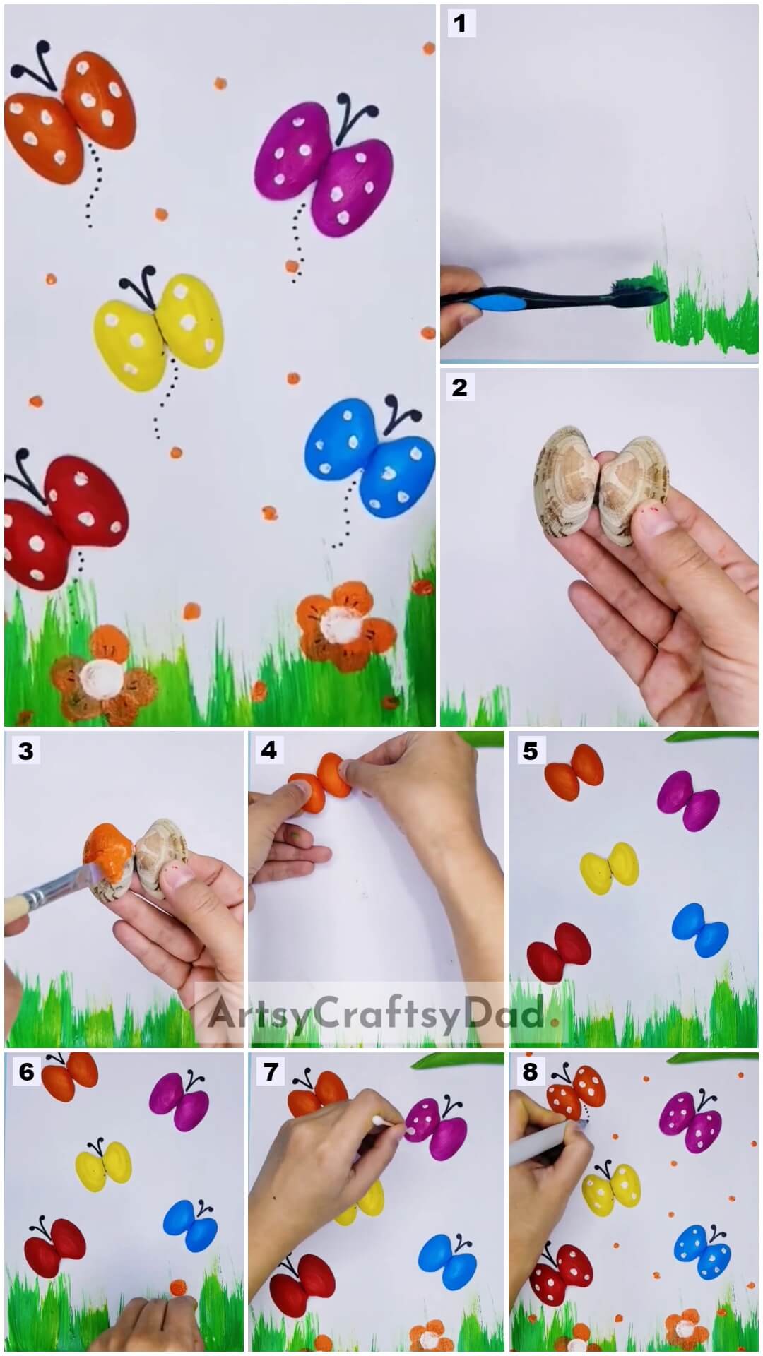 Unique Butterfly Art By Sea Shell Tutorial For Kids