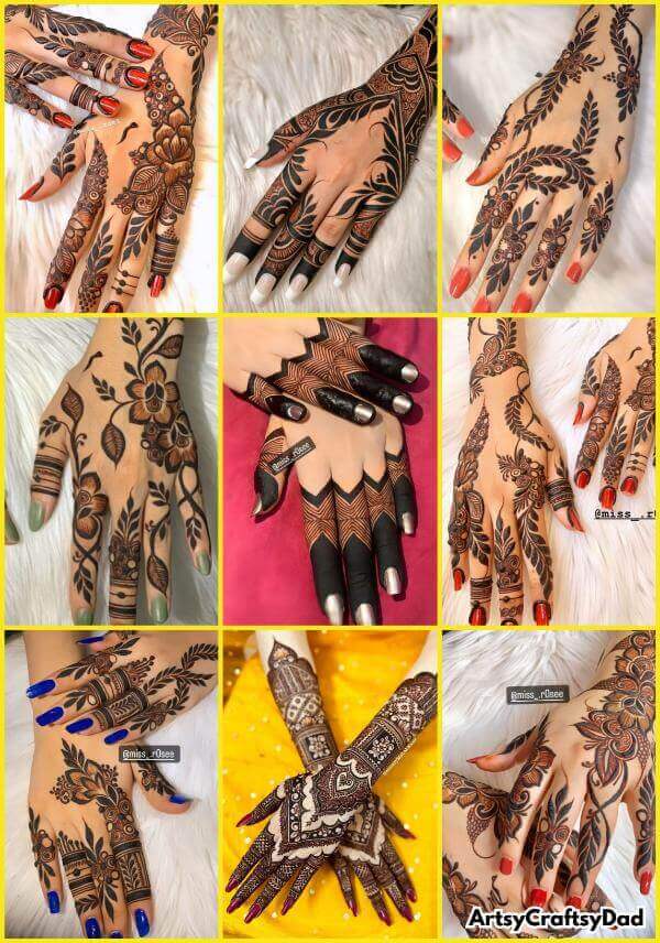 Pretty mehndi patterns making back hand look graceful