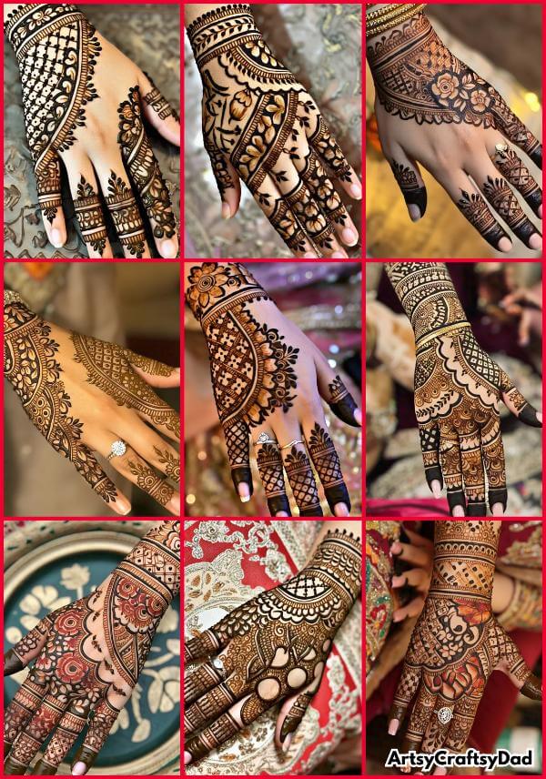 Trendy Arabic mehndi patterns suitable for decorating all hands.