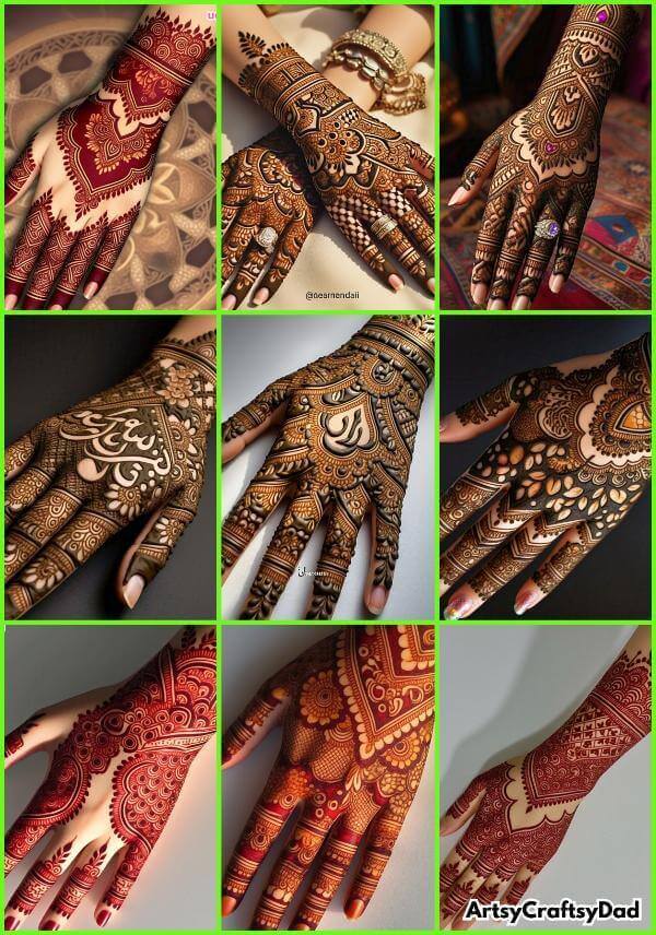 Stylish intricate Arabic mehndi design made for back hands