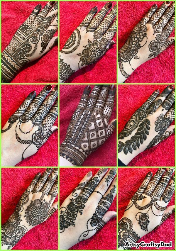 Super bold henna mehndi design with striking hand patterns