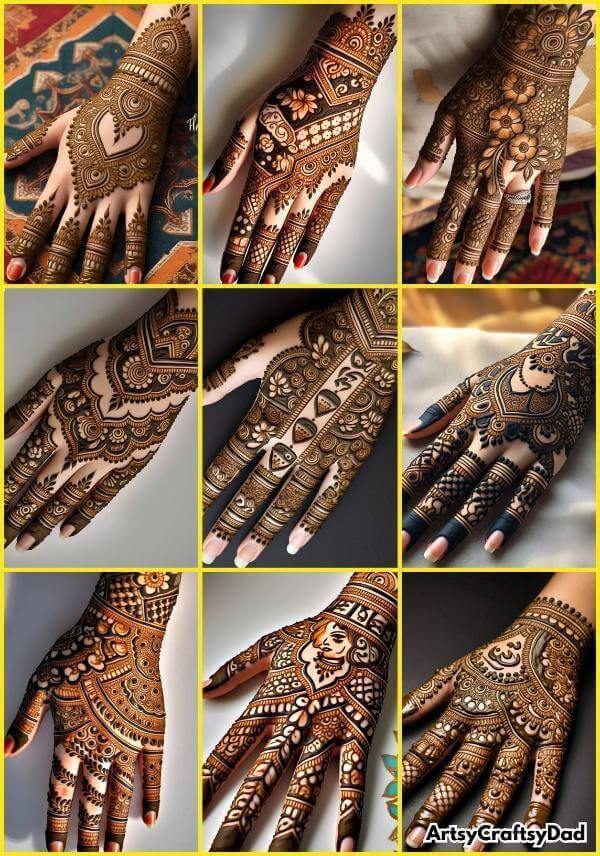 Unique Arabic mehndi design for joyful festive celebrations