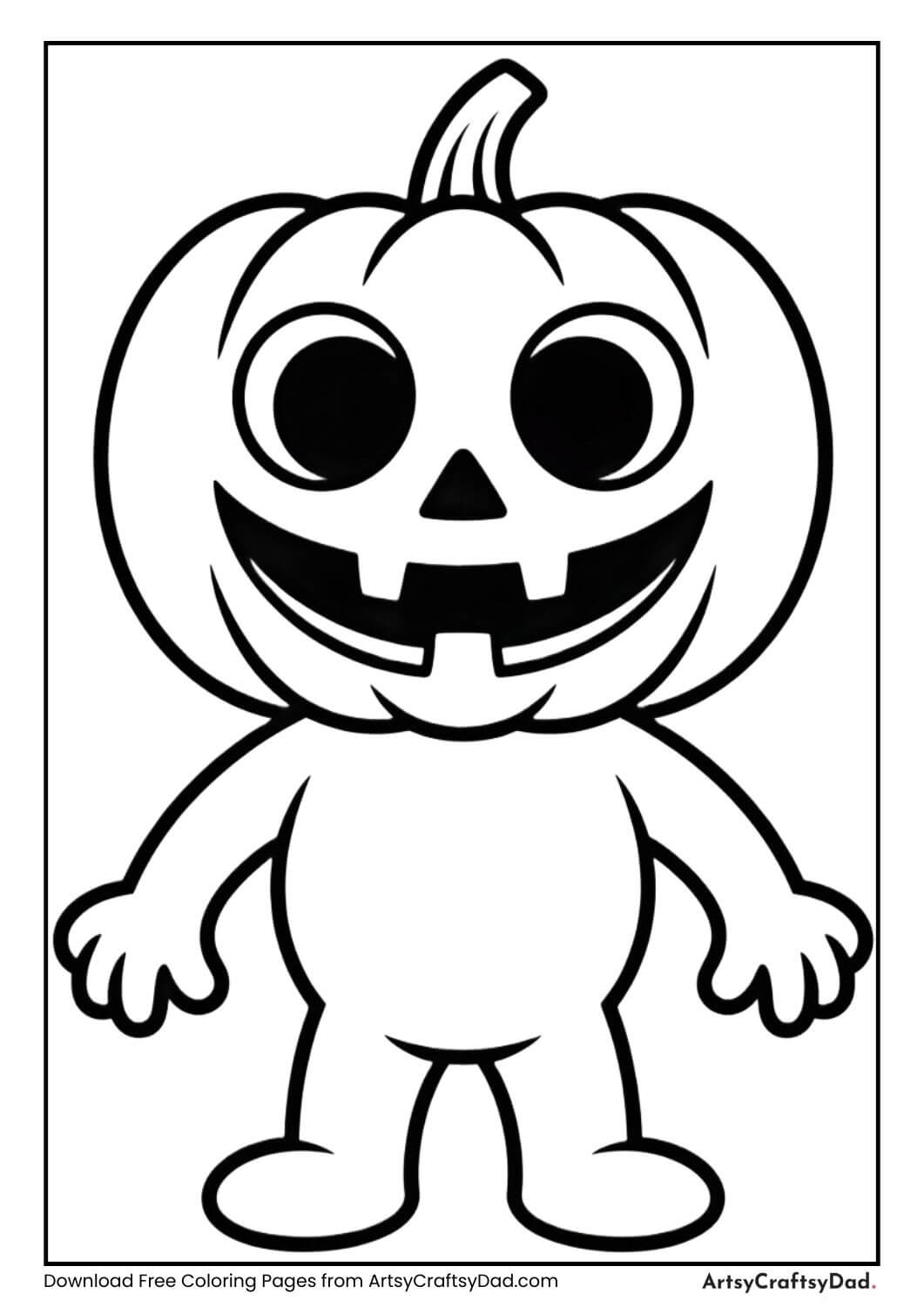 Smiling jack-o’-lantern Halloween coloring page for kids