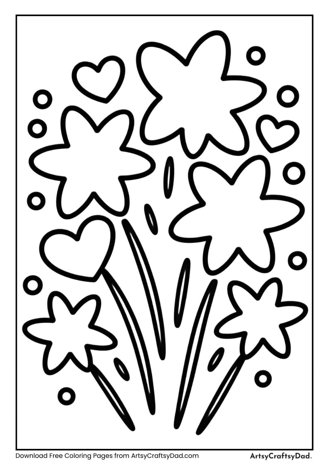 Star fireworks Fourth of July coloring page