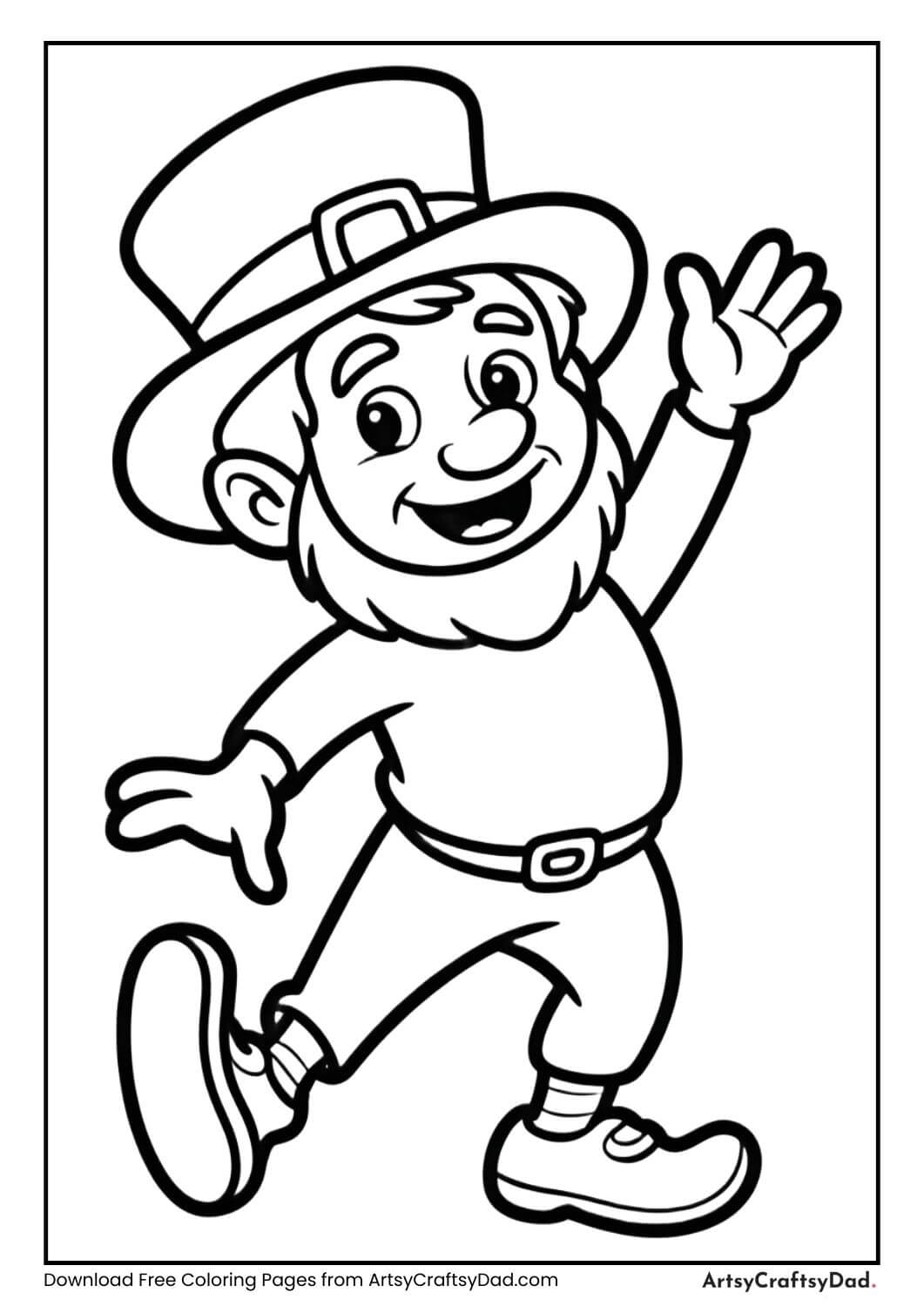 Dancing leprechaun St. Patrick’s Day coloring page