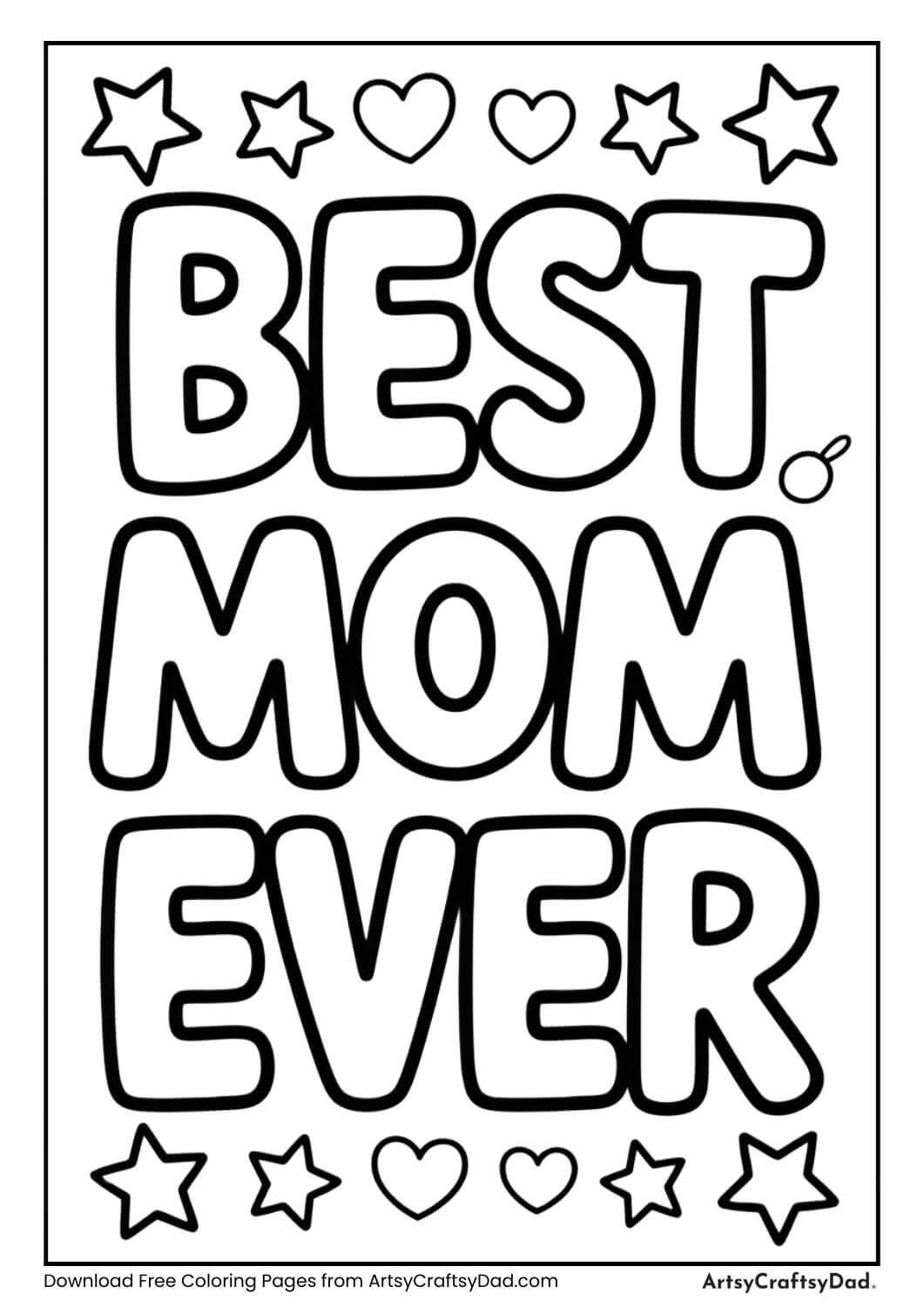 Best Mom Ever text coloring page