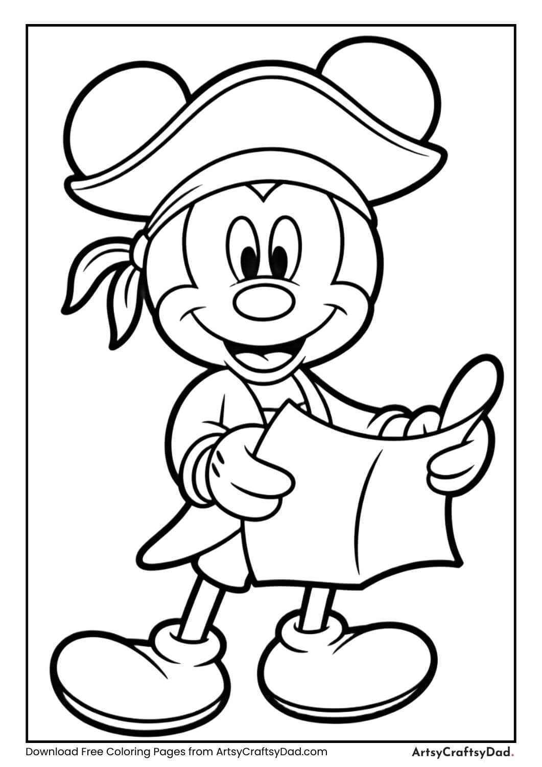 Mickey Mouse pirate costume coloring page