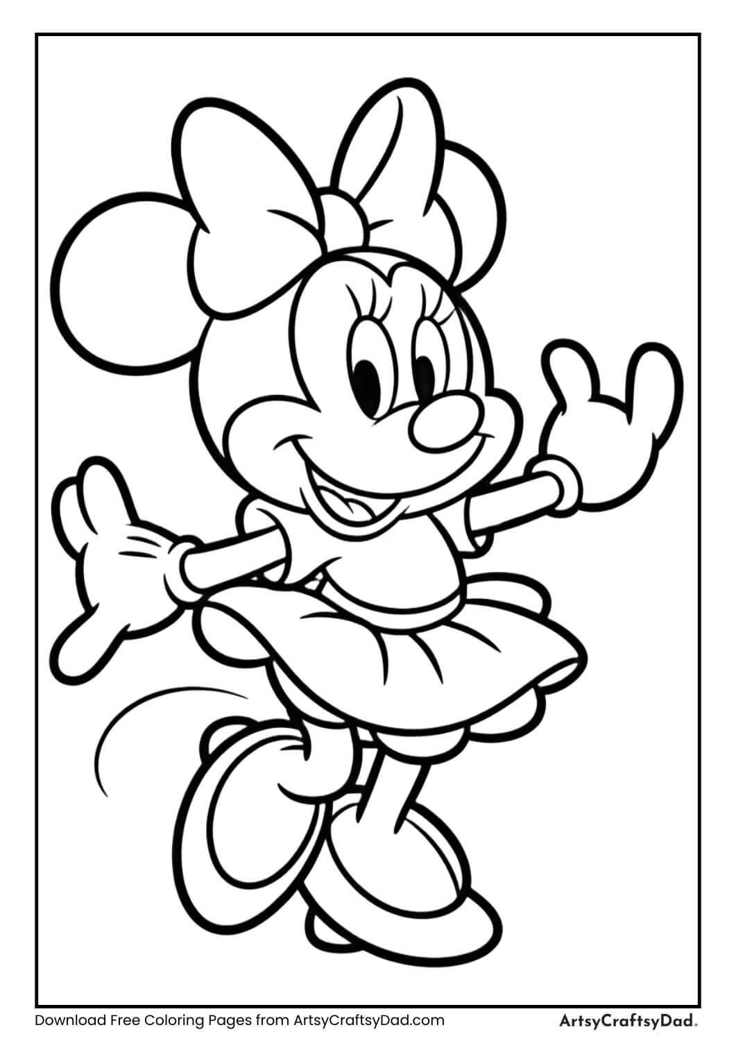 Minnie Mouse dressed as a ballerina coloring sheet