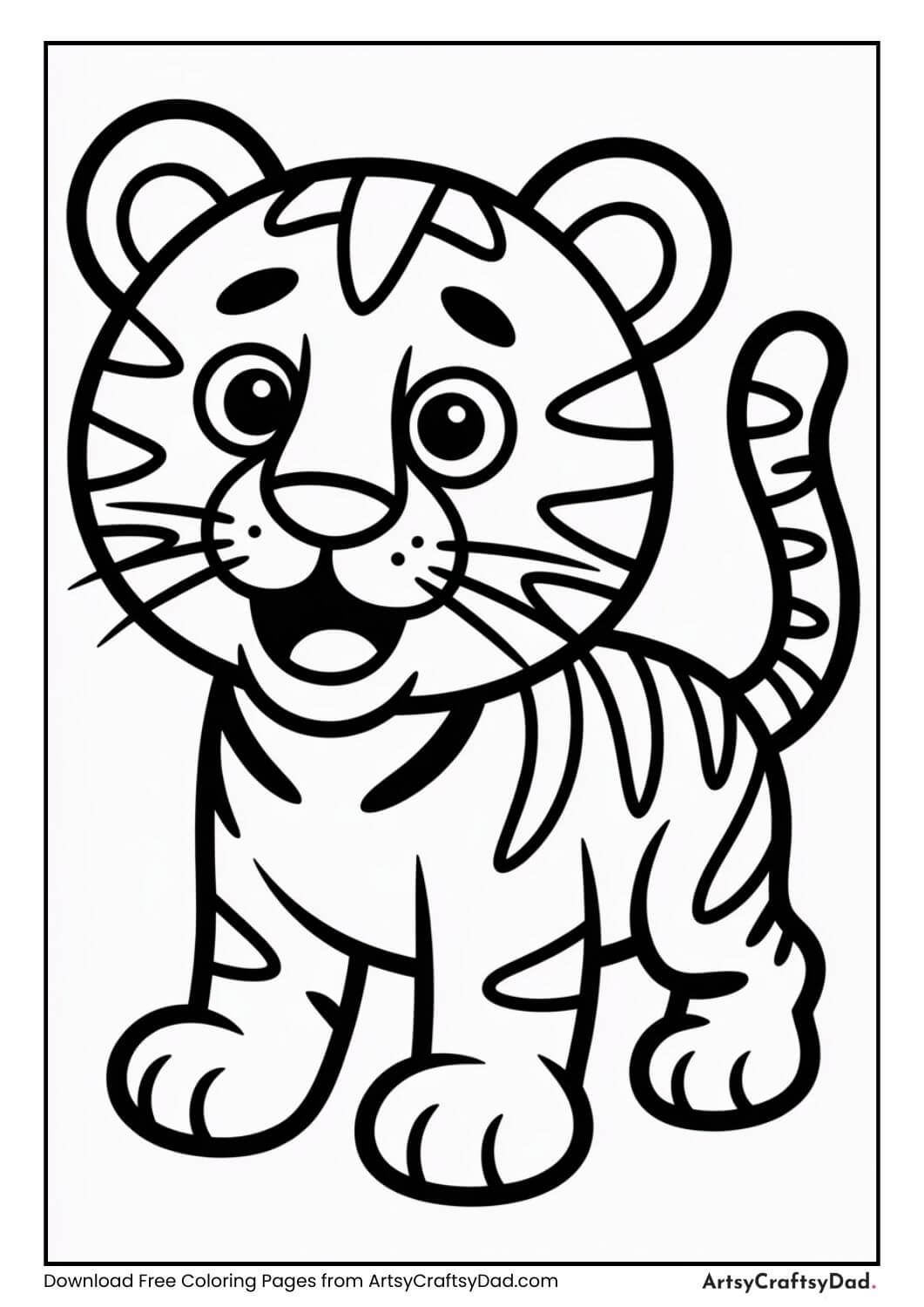 Tiger with simple stripes coloring page