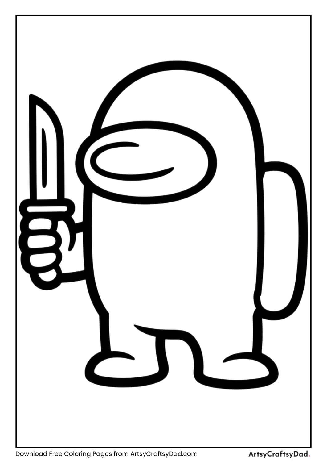 Funny Among Us impostor coloring page for kids