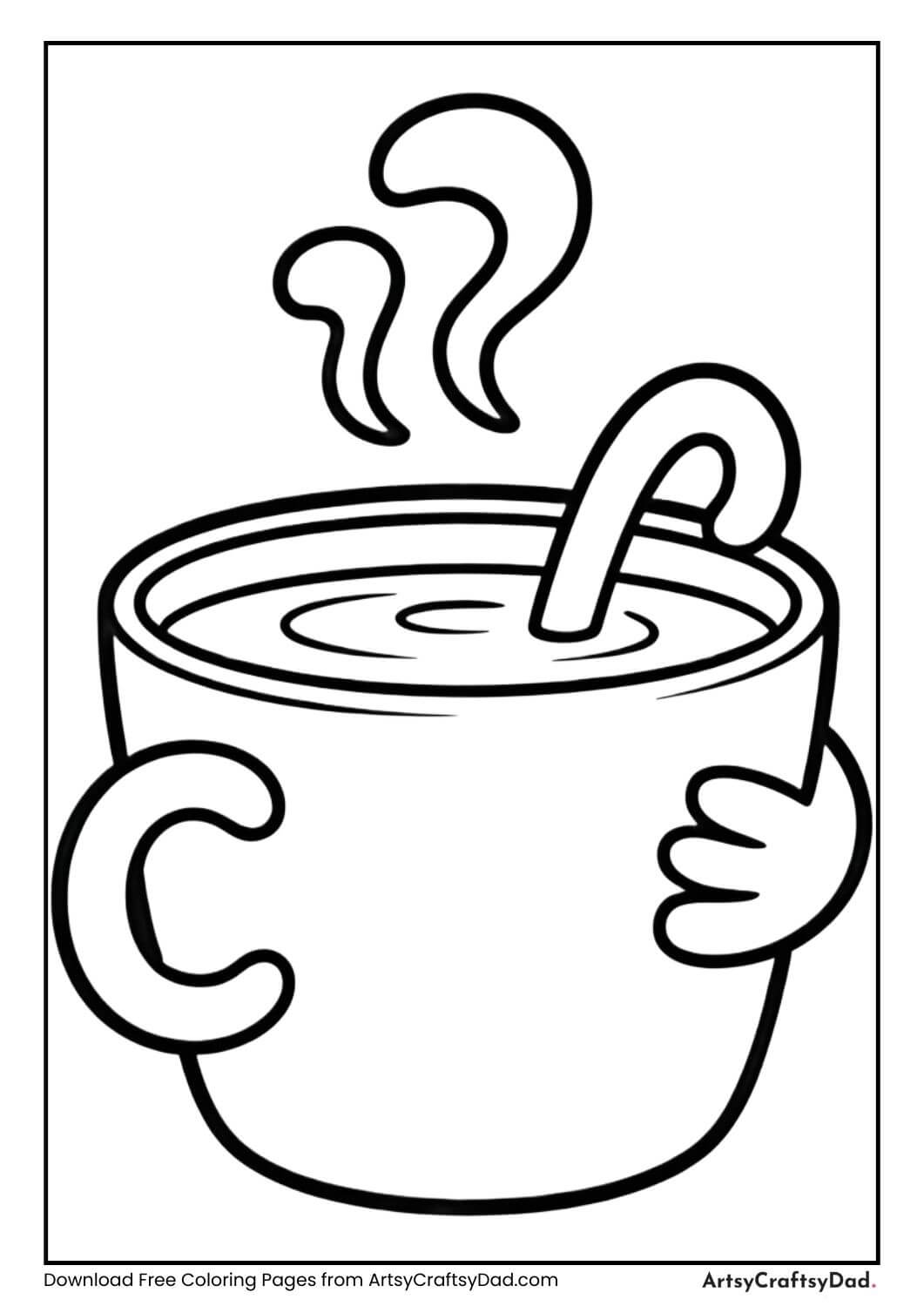 Hot cocoa winter coloring page