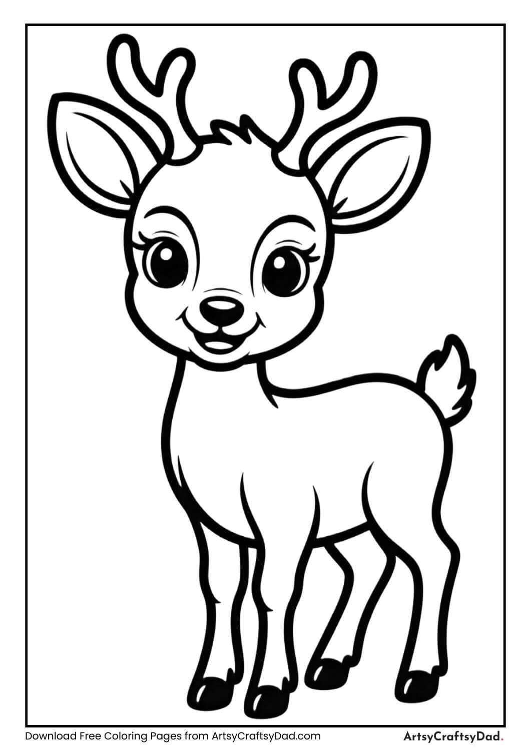 Cute baby deer coloring page