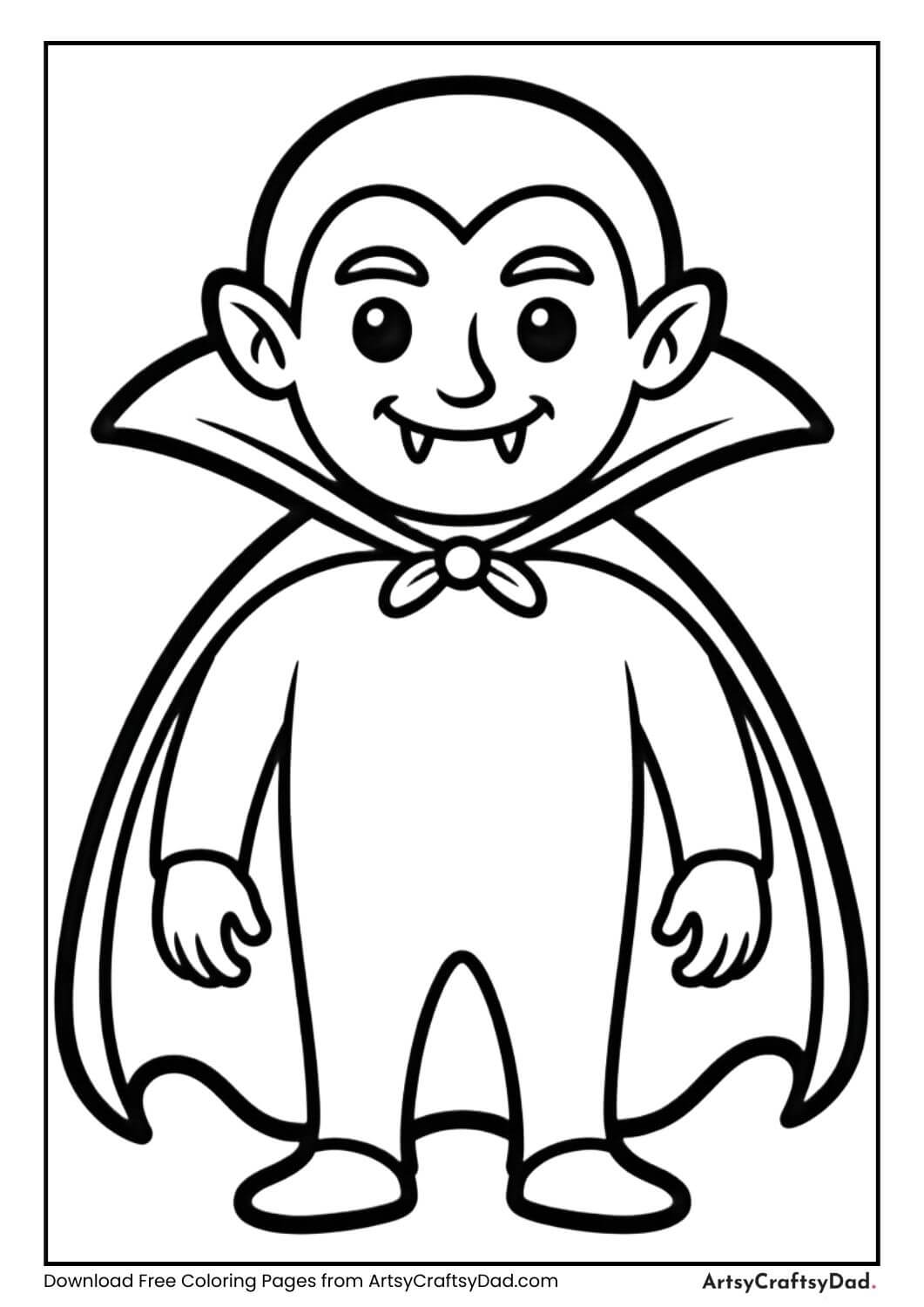 Friendly vampire Halloween coloring page for kids