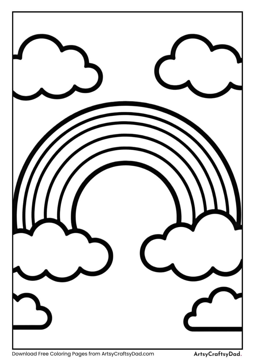 Rainbow with clouds St. Patrick’s Day coloring page