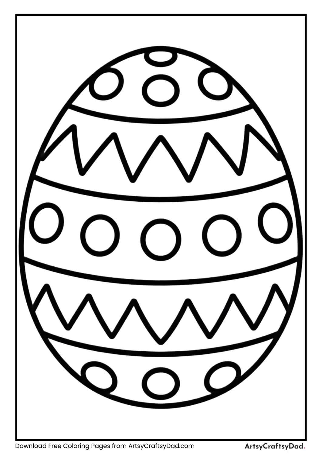 Easter egg with zigzag patterns coloring page