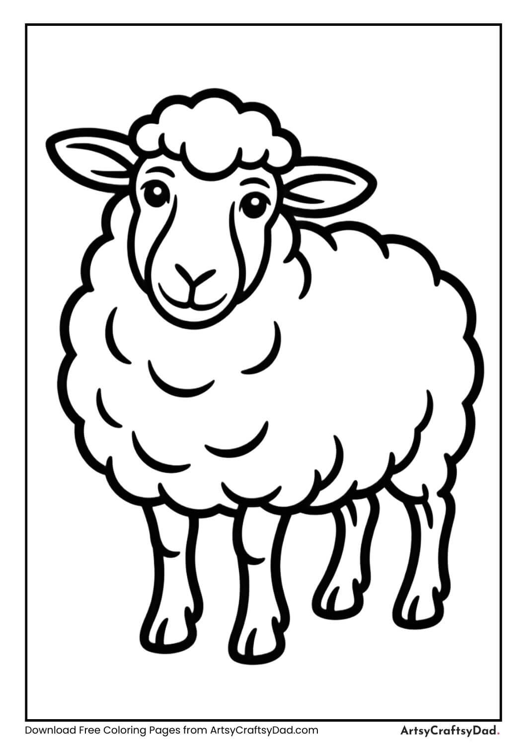 Sheep with thick wool black and white coloring page