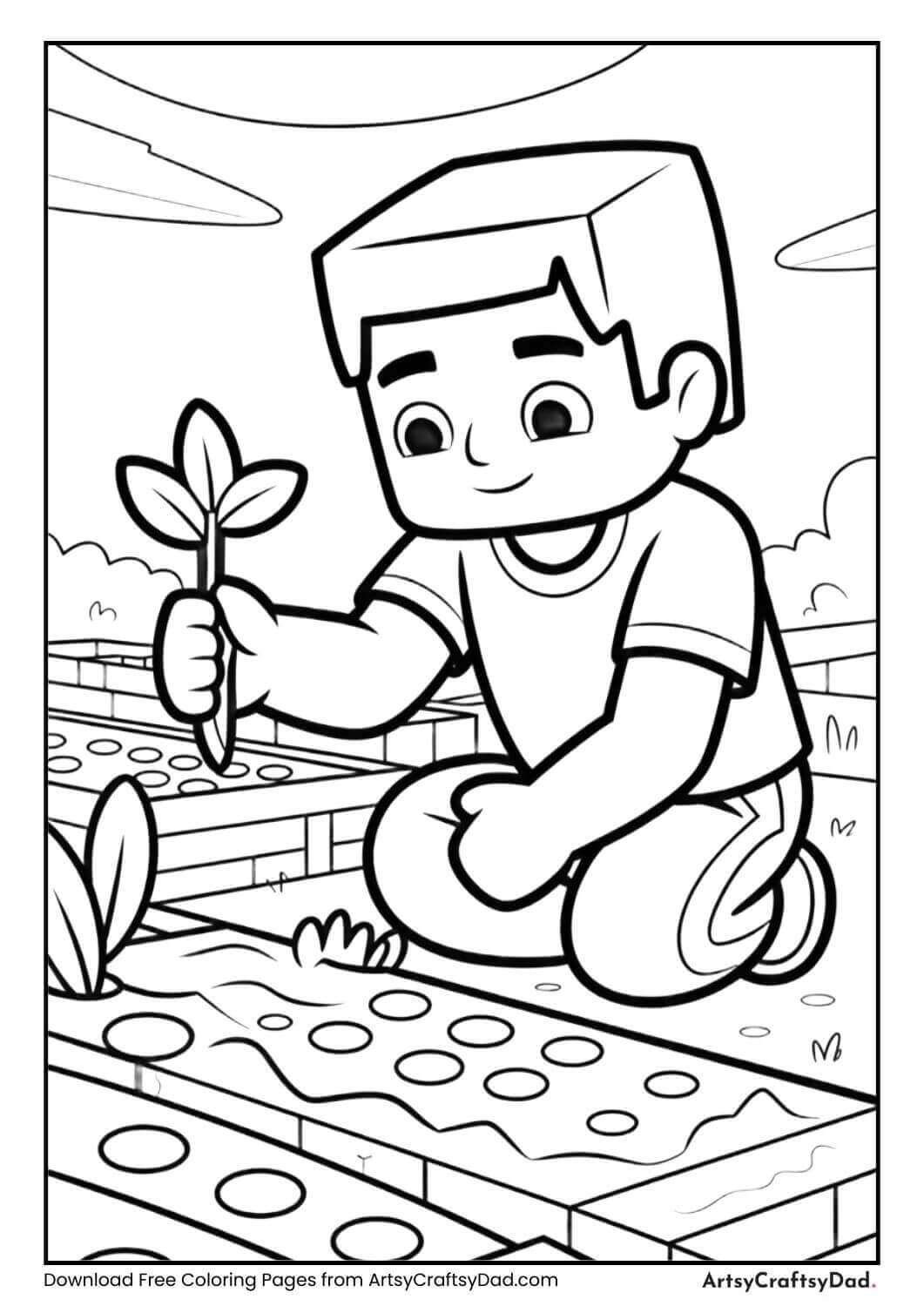 Alex planting seeds coloring page