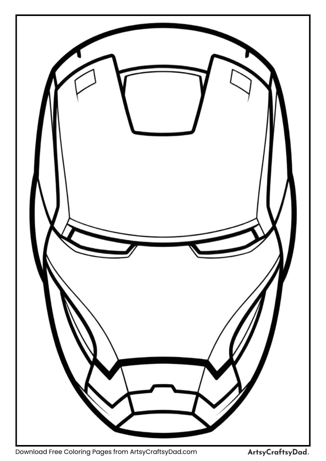 Iron Man helmet close-up coloring sheet