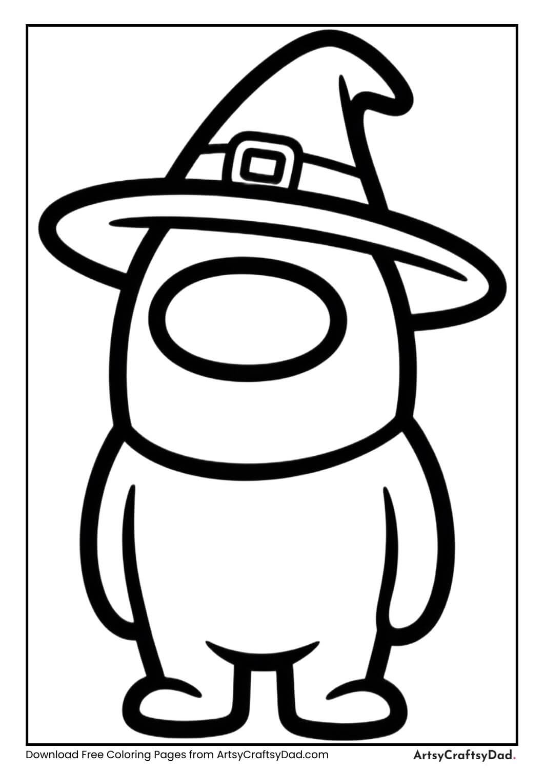 Among Us witch crewmate Halloween coloring page