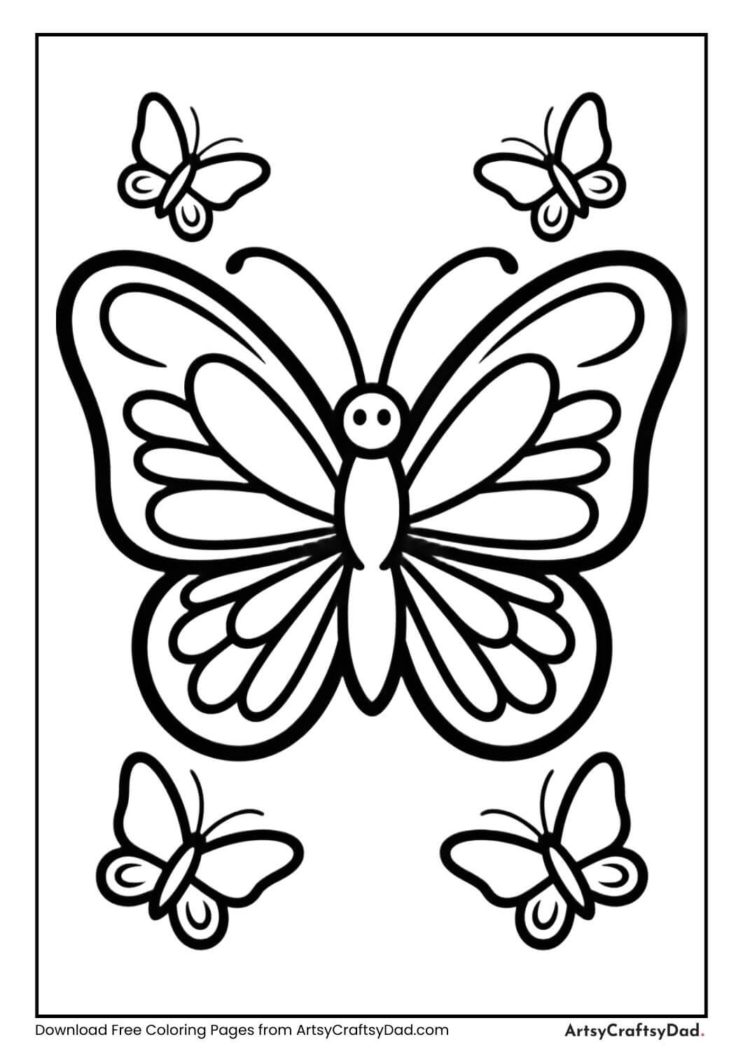 Butterfly with Friends Coloring Page