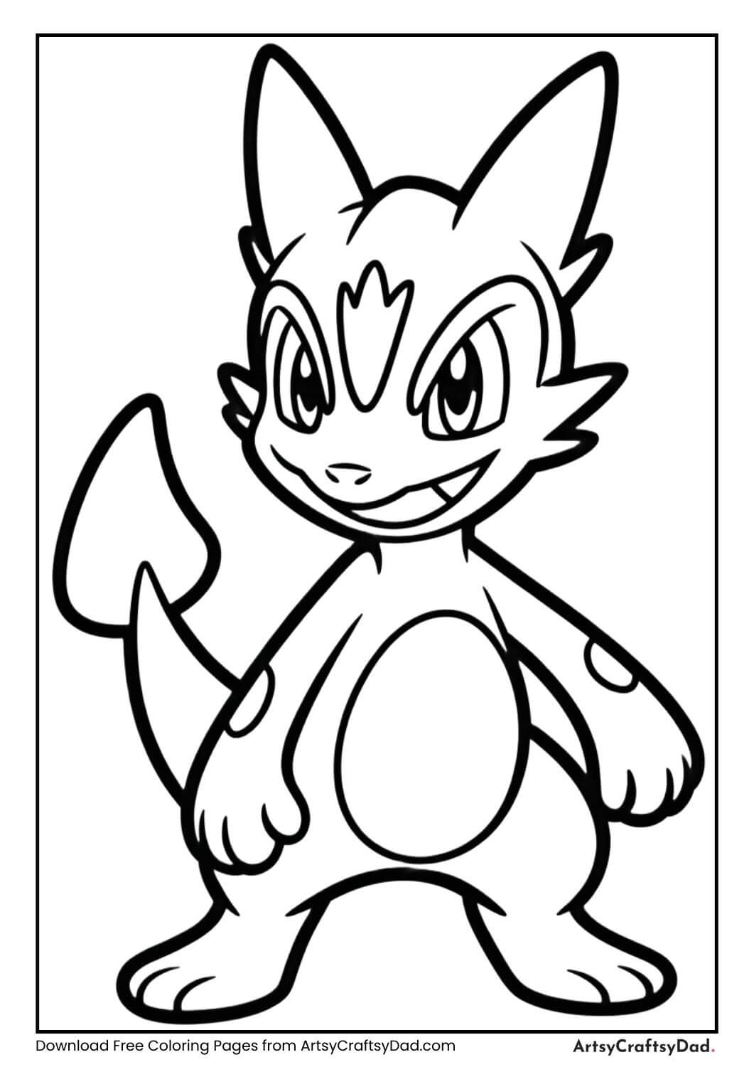Lucario in heroic stance Pokémon coloring page