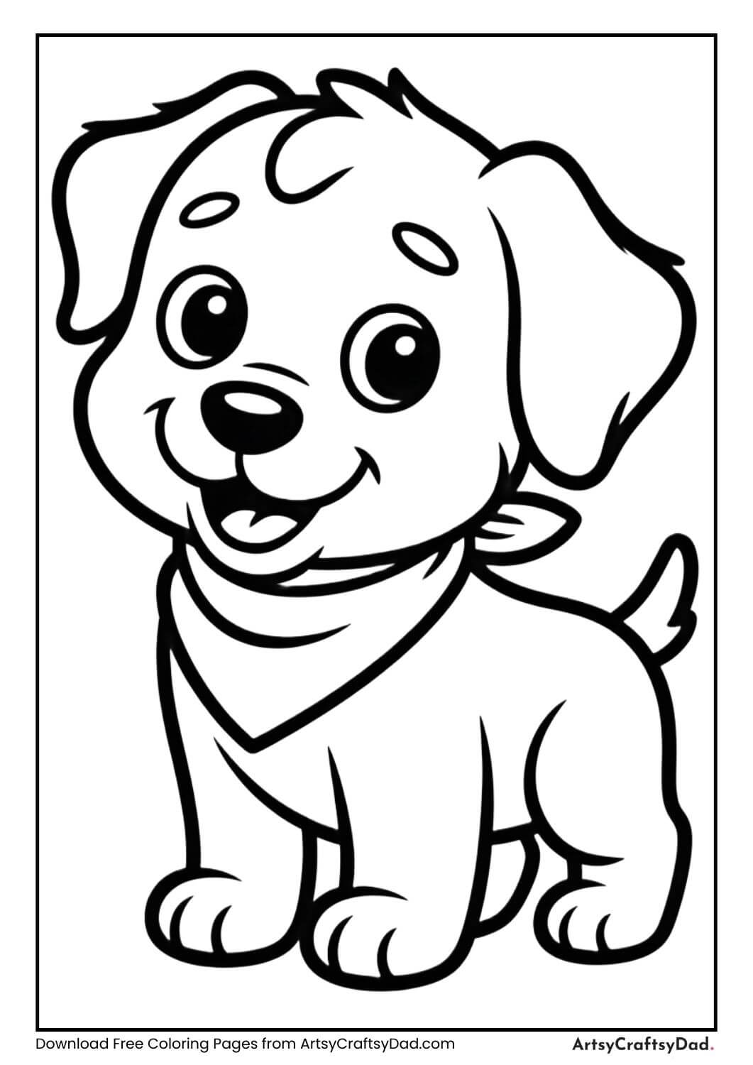 Puppy wearing bandana coloring page
