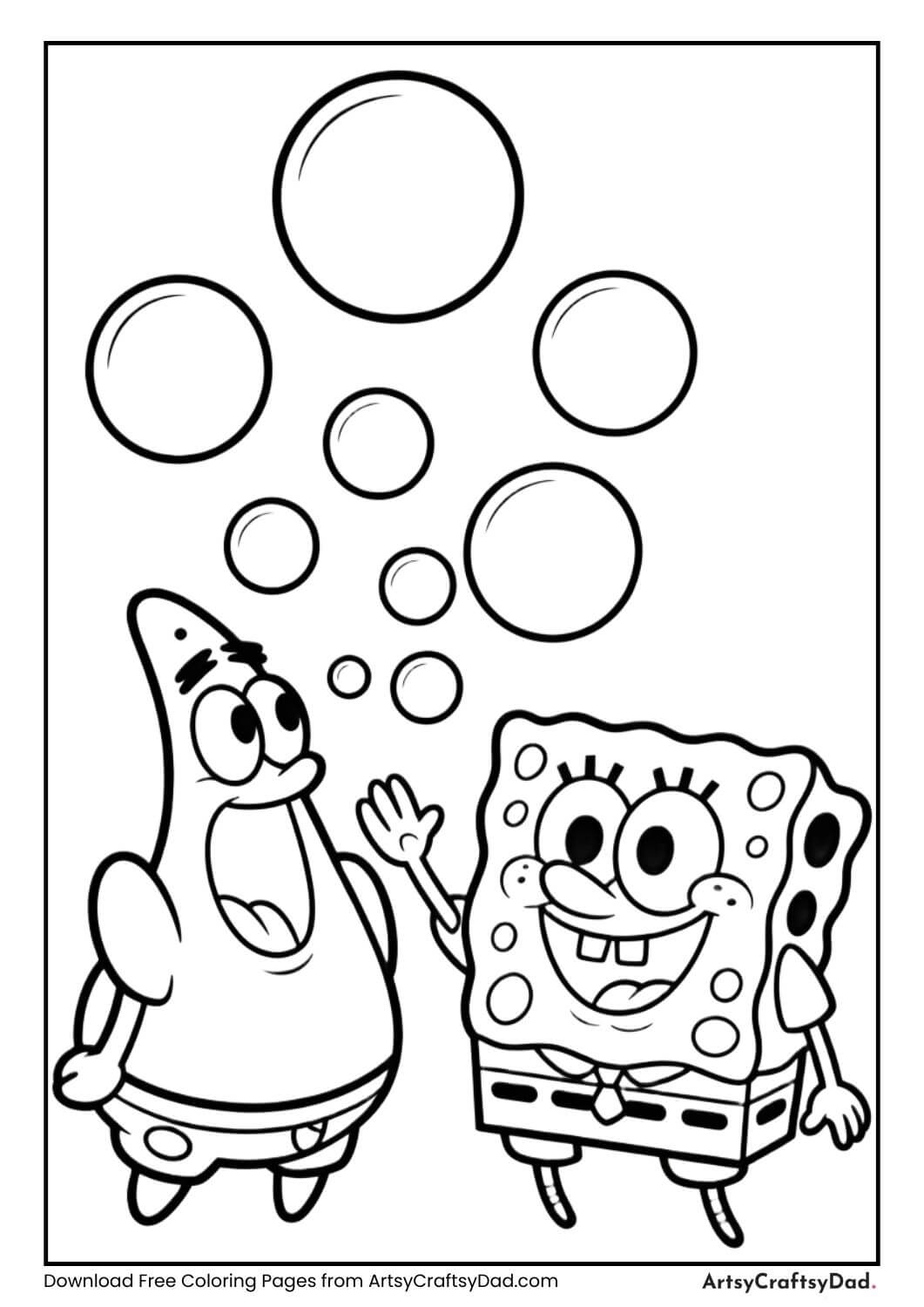 SpongeBob and Patrick blowing bubbles underwater