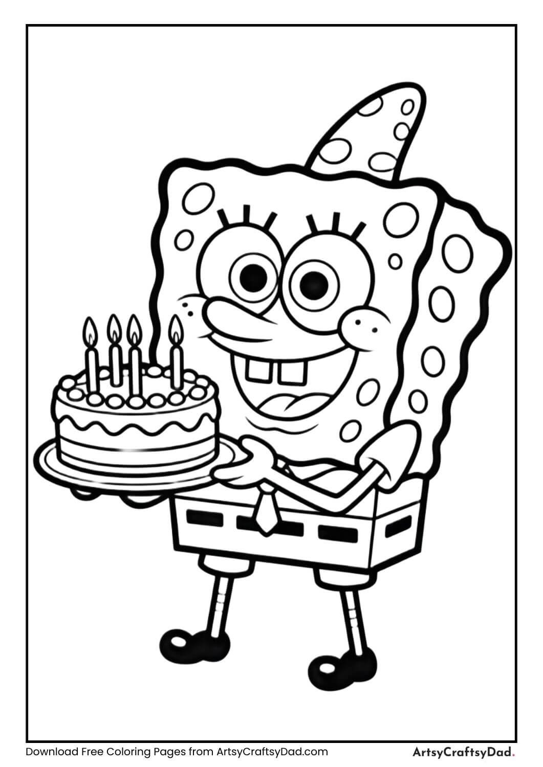 SpongeBob holding a birthday cake