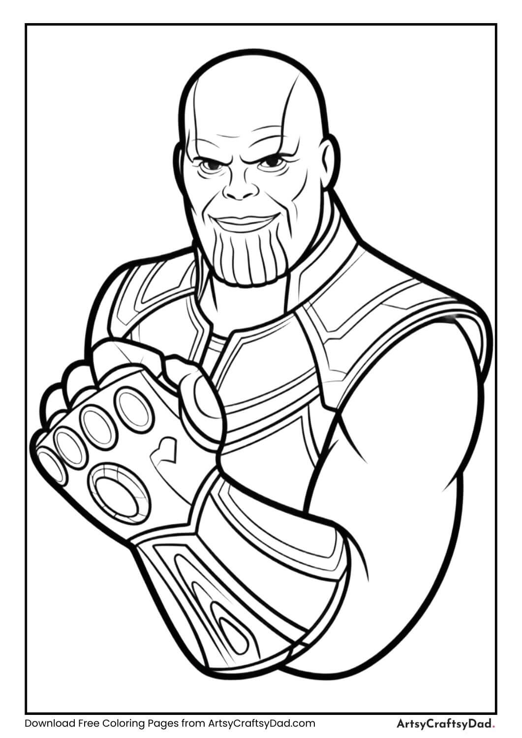 Thanos holding Infinity Gauntlet coloring page