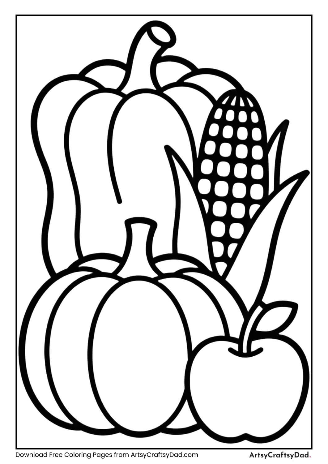 Fall harvest Thanksgiving coloring page