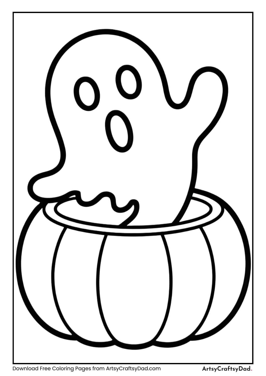 Pumpkin wearing witch hat coloring page