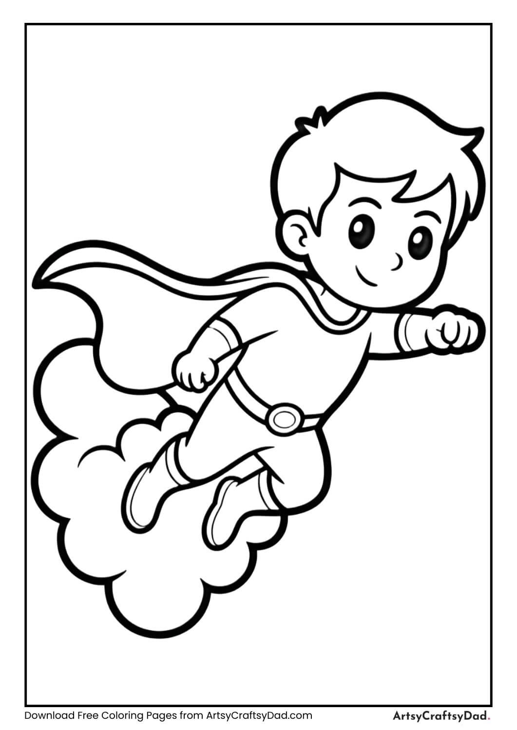 kid turning into superhero coloring sheet