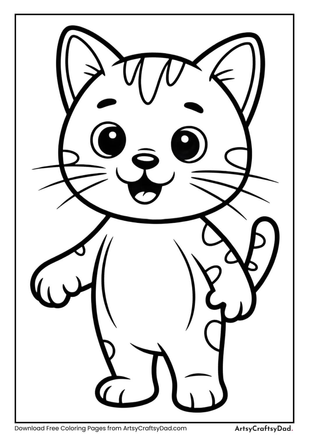 Cat standing on two legs coloring page