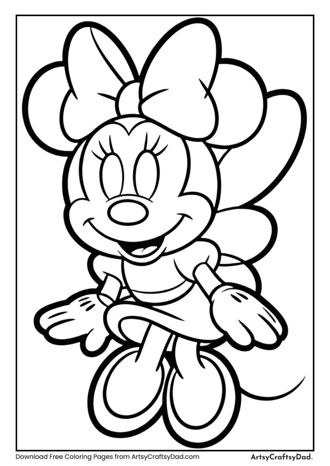 Minnie Mouse fairy wings and wand coloring page