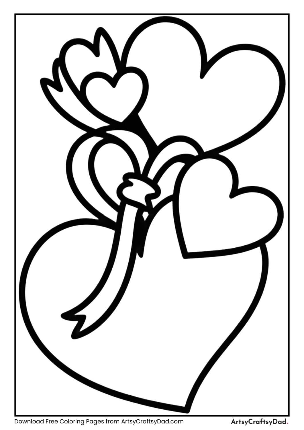 Valentine’s Day greeting card coloring page