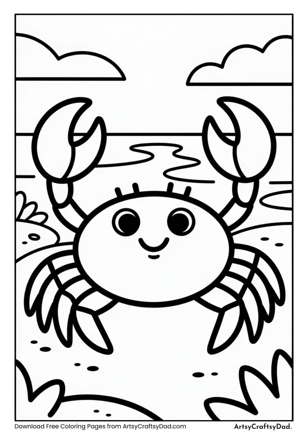 Simple crab coloring page for kids