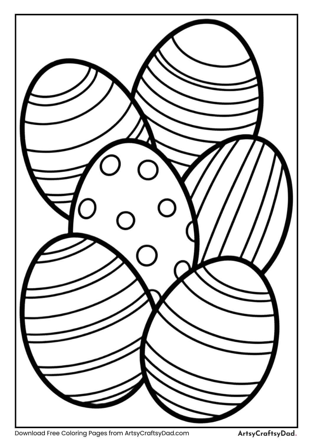 Large Easter eggs with patterns coloring page
