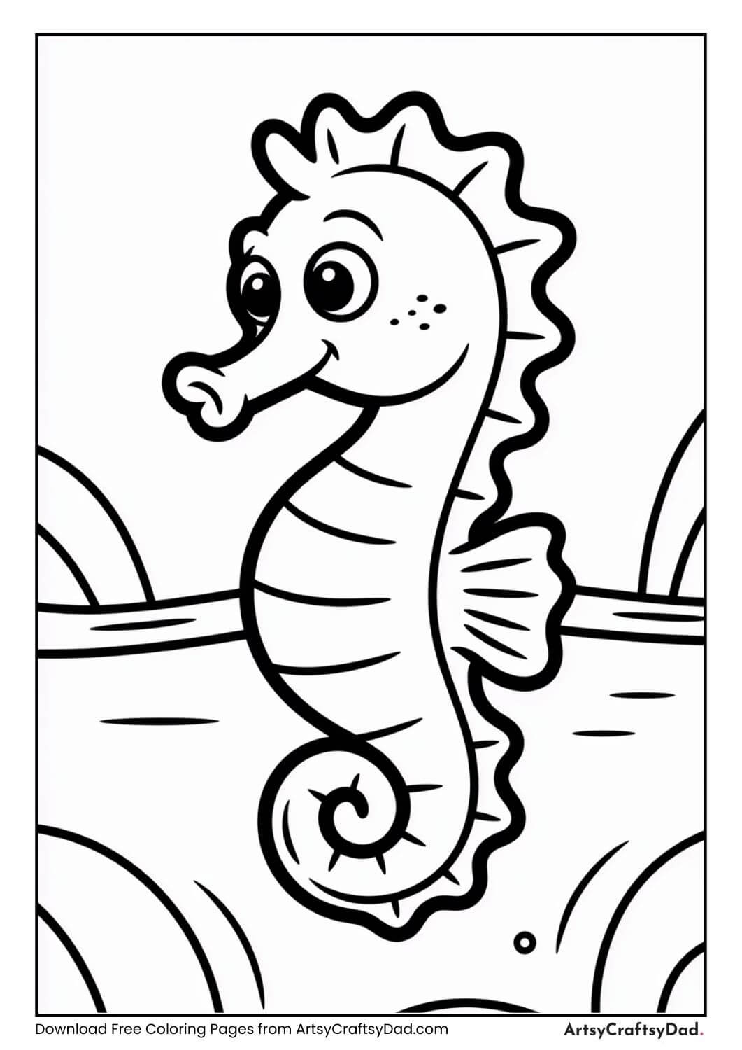 Seahorse Sea Animal Coloring Page