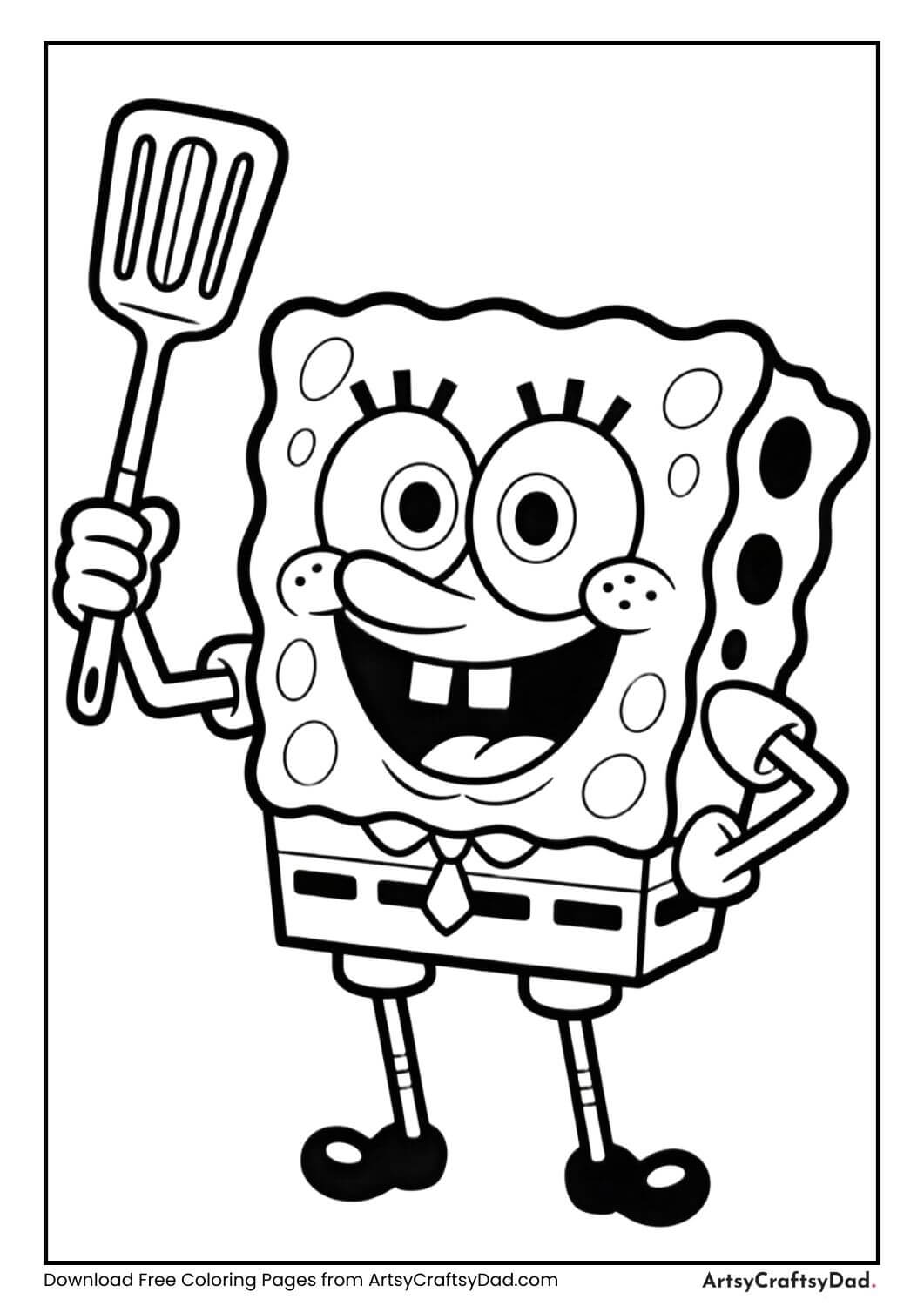 SpongeBob holding his spatula proudly
