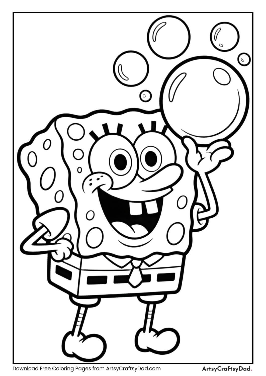 SpongeBob blowing big bubbles underwater