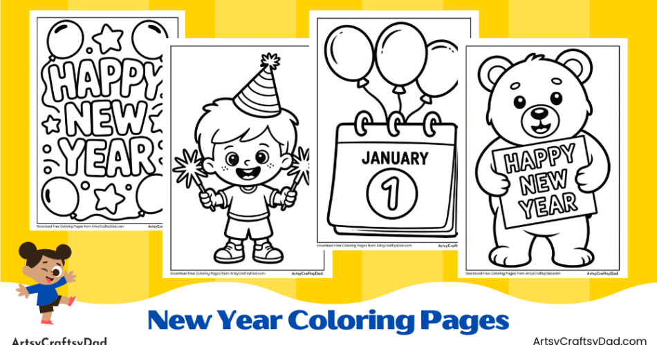 New Year Coloring Pages for Kids to Celebrate 2026