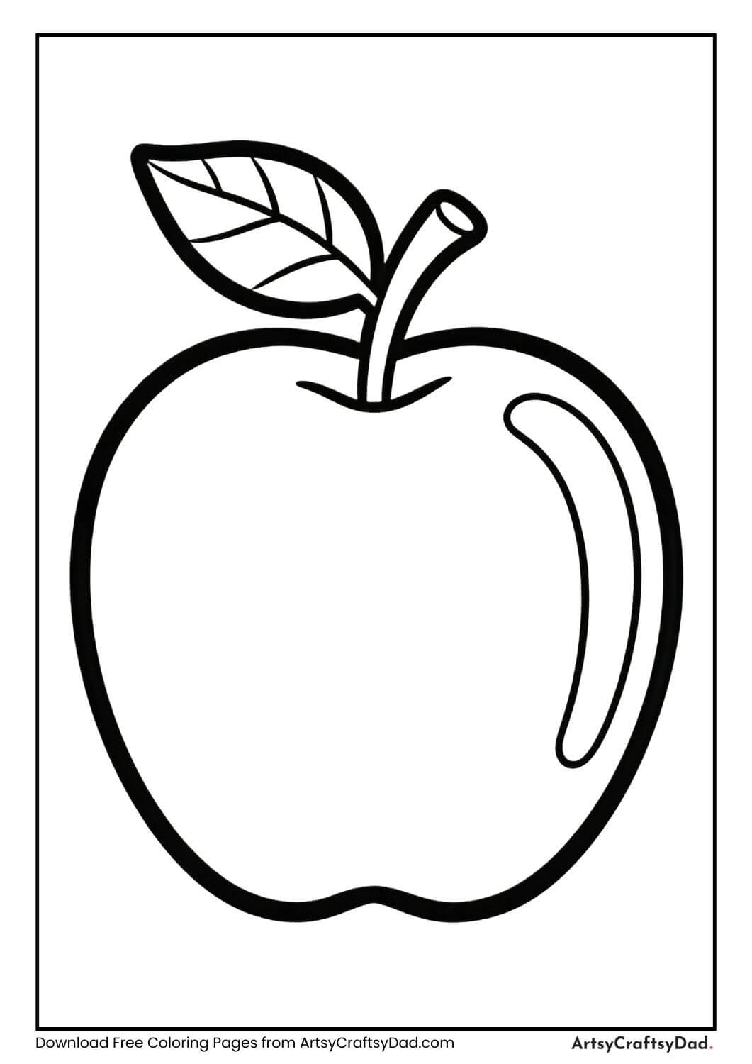 Black and white apple coloring page for kids