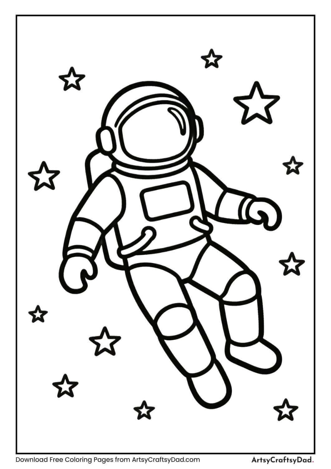 Astronaut floating in space with stars