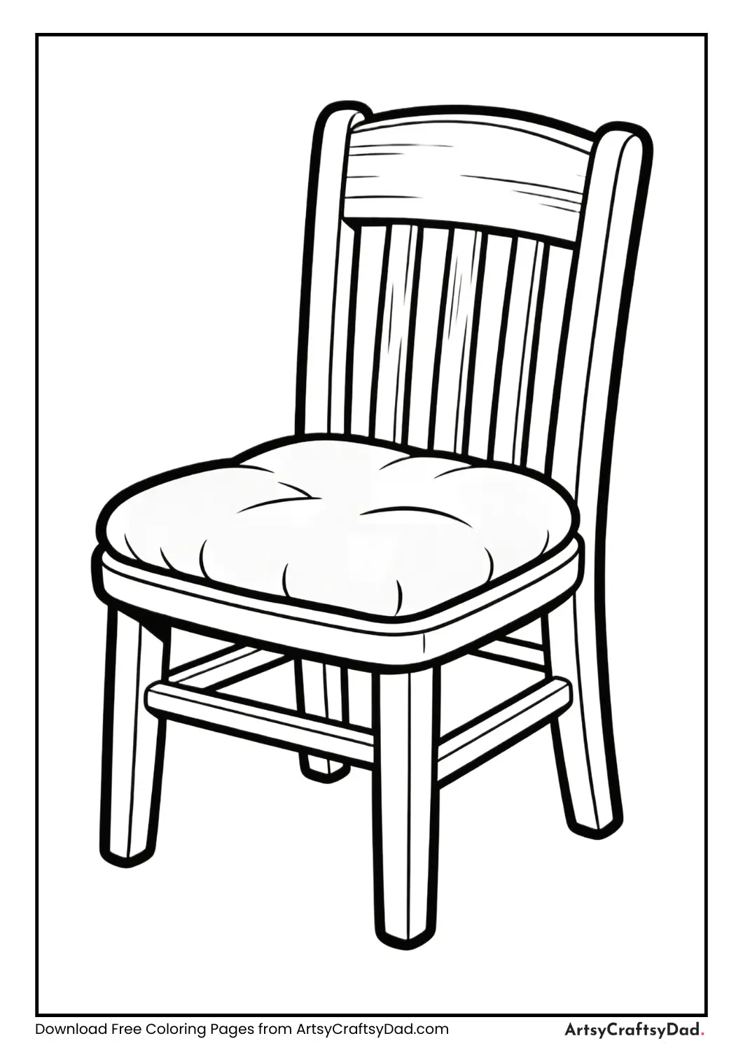 Simple chair black and white coloring page for kids