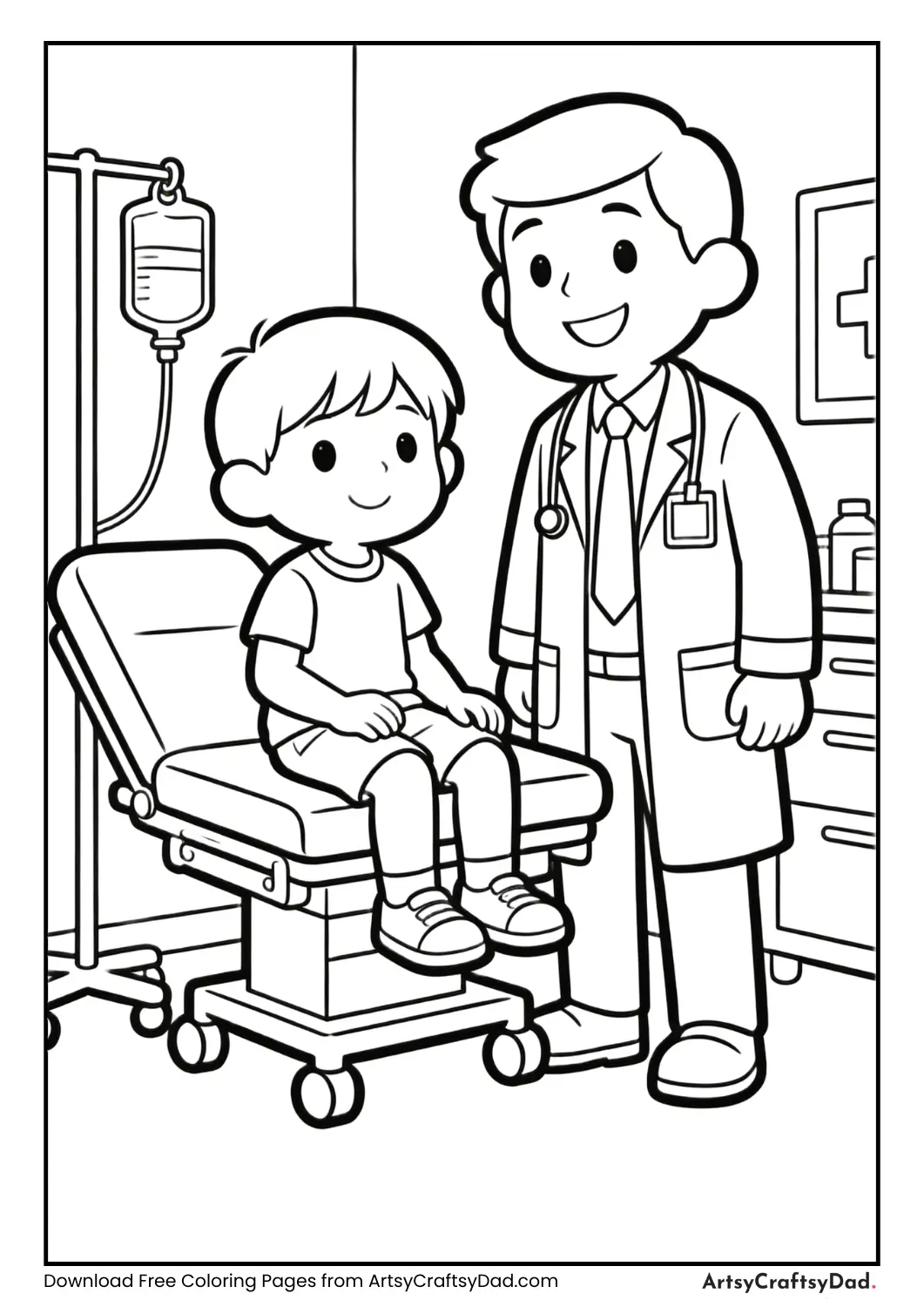Child sitting on a doctor’s examination table