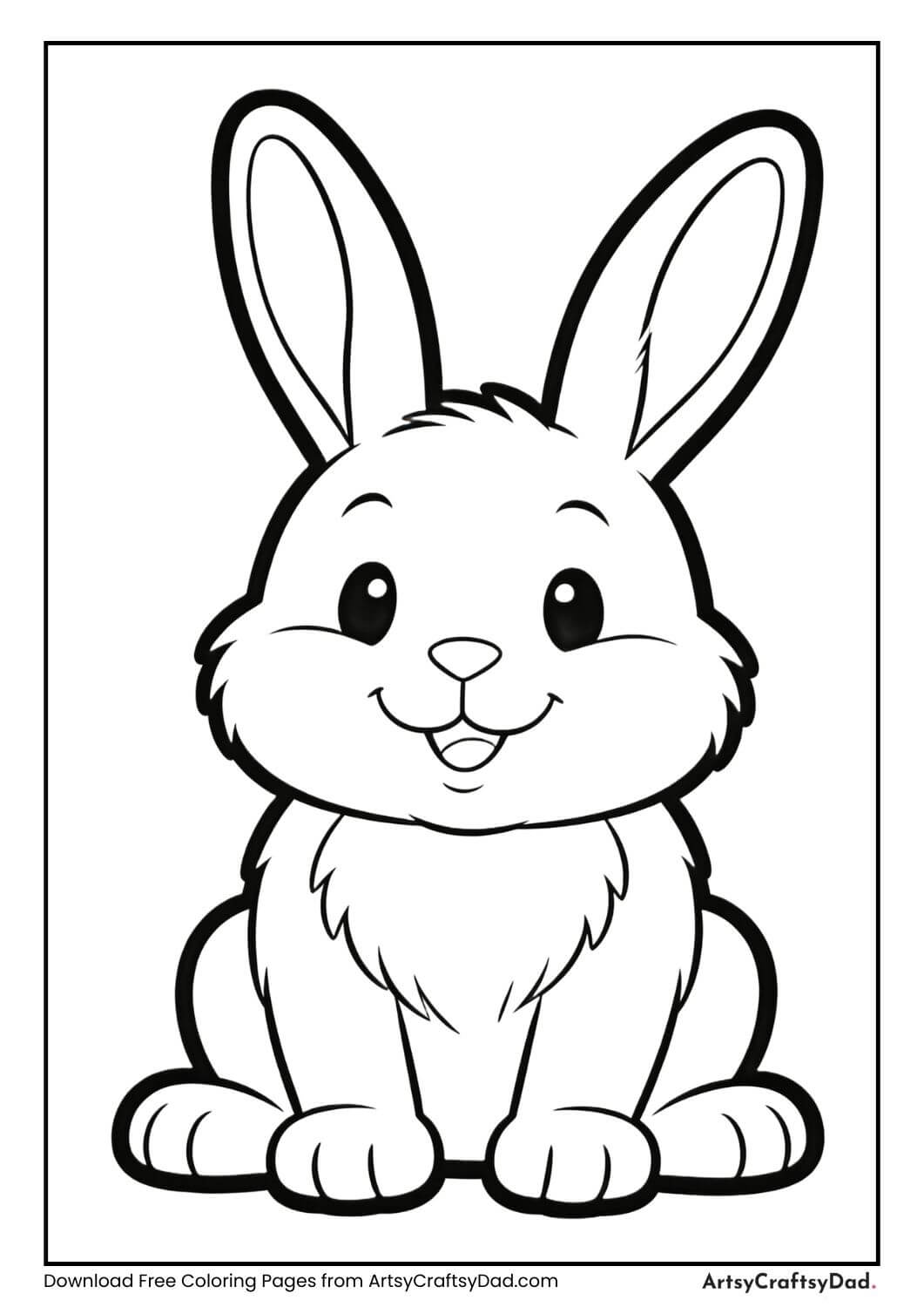 Cute rabbit sitting coloring page for kids