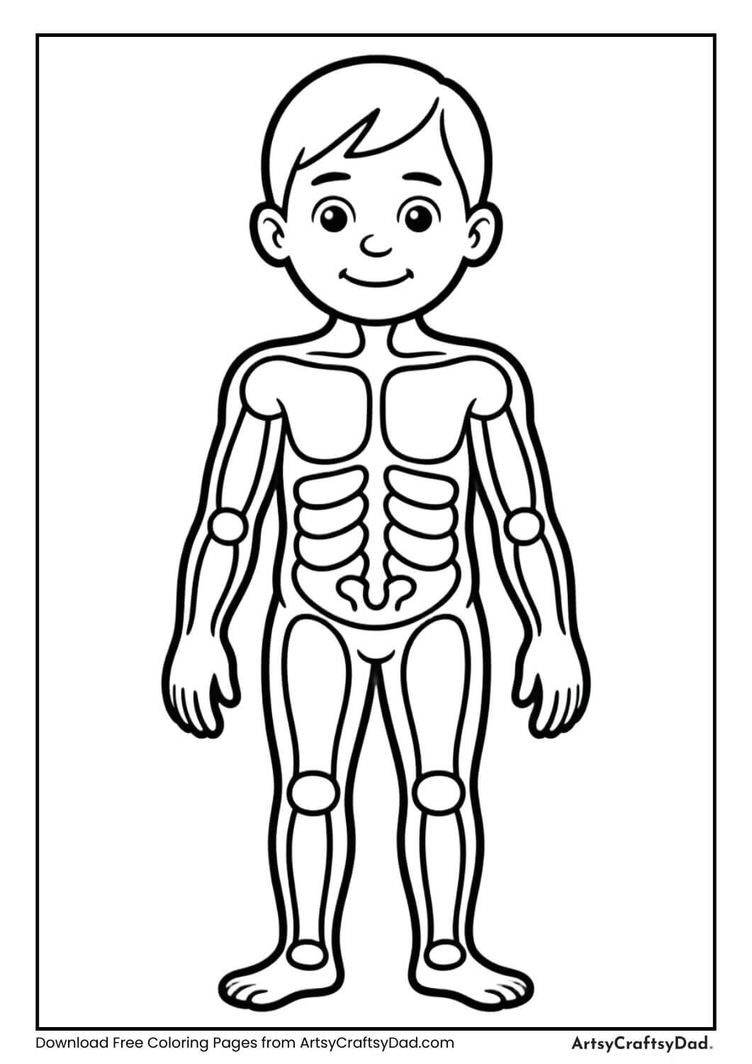 Full human body diagram coloring page for kids