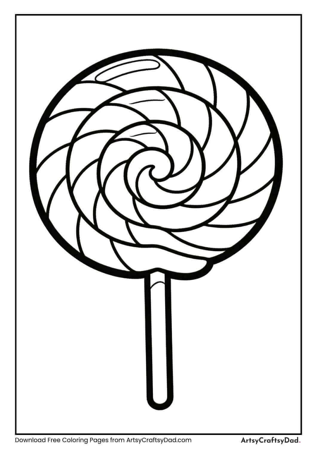 Black and white lollipop with swirls coloring page